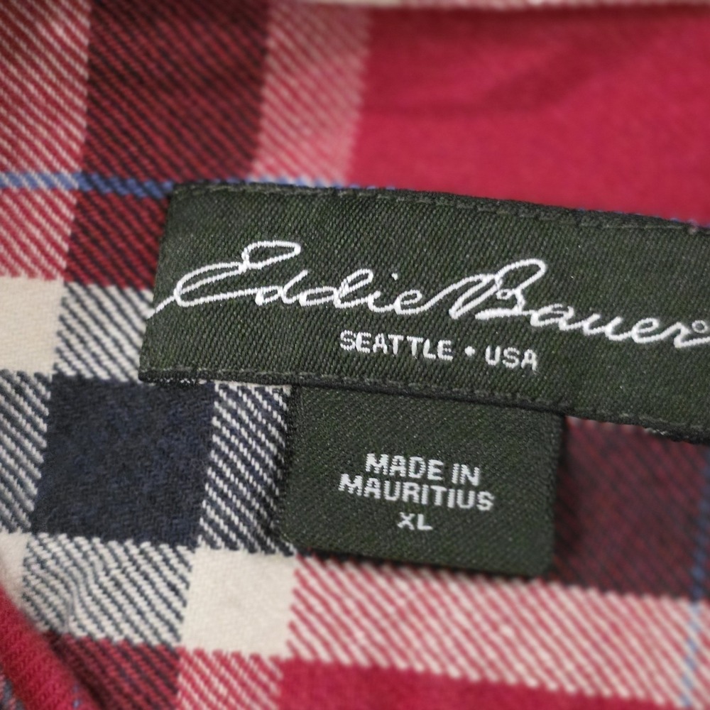 Eddie Bauer Flannel Shirt Mens XL Red Plaid Long Sleeve Button Down Classic Fit - Picture 6 of 7